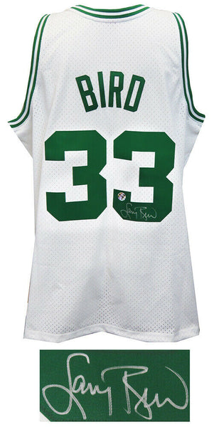 Larry Bird Signed Boston Celtics White M&N NBA Swingman Jersey - SS & BIRD HOLO