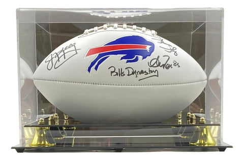 Jim Kelly Thomas Reed Signed Bills Logo Football Bills Dynasty BAS w/ Case