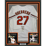 Framed Autographed/Signed Vladimir Guerrero 35x39 Baltimore White Jersey JSA COA