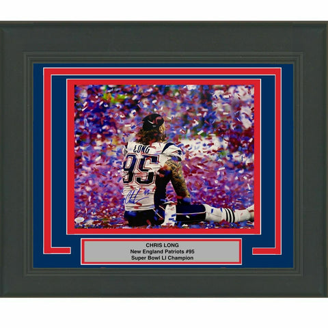 FRAMED Autographed/Signed CHRIS LONG New England Patriots 16x20 Photo JSA COA