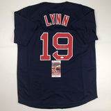 Autographed/Signed FRED LYNN Boston Blue Baseball Jersey JSA COA Auto