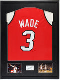 Dwyane Wade Signed Framed Cut Display w/ Jersey Swatch (JSA) Miami Heat Guard