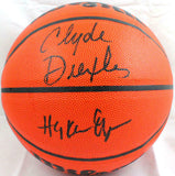 Drexler/Olajuwon Autographed Wilson NBA Basketball - JSA Witnessed *Black