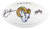 Rams Eric Dickerson "HOF 99" Signed Rawlings White Panel Logo Football BAS Wit