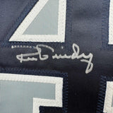 Framed Autographed/Signed Ron Guidry 35x39 New York Grey Jersey Beckett BAS COA