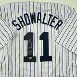 Autographed/Signed Buck Showalter New York Pinstripe Baseball Jersey MLB COA