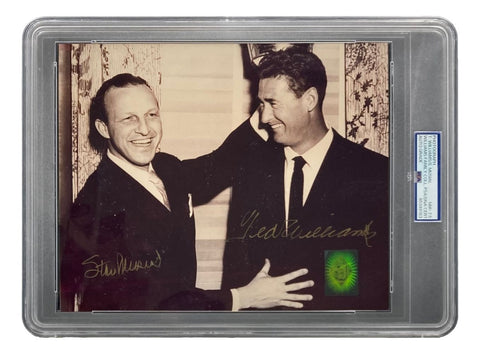Ted Williams Stan Musial Signed Slabbed 8x10 Photo PSA NM-MT 7.5