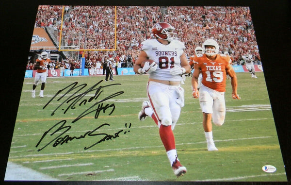 MARK ANDREWS SIGNED OKLAHOMA SOONERS VS TEXAS LONGHORNS 16x20 PHOTO W/ BOOMER