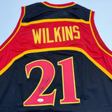 Autographed/Signed Dominique Wilkins Atlanta Black Basketball Jersey JSA COA