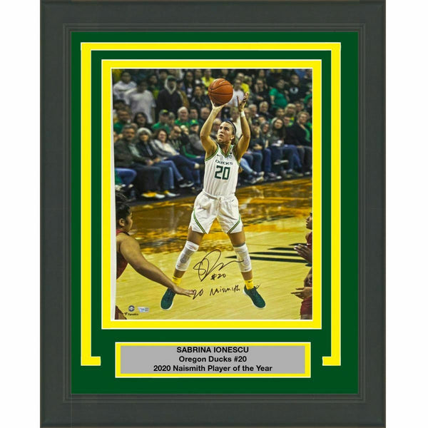 FRAMED Autographed/Signed SABRINA IONESCU 20 Naismith 16x20 Photo Fanatics COA