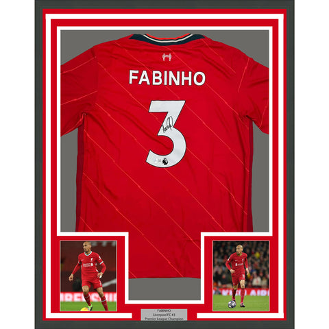 Framed Autographed/Signed Fabinho Liverpool 35x39 Red Jersey Beckett BAS COA