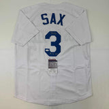 Autographed/Signed Steve Sax Los Angeles LA White Baseball Jersey JSA COA