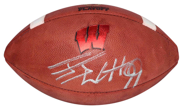 JJ WATT SIGNED AUTOGRAPHED WISCONSIN BADGERS WILSON NCAA PLAYOFF FOOTBALL JSA