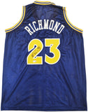 WARRIORS MITCH RICHMOND AUTOGRAPHED SIGNED BLUE JERSEY BECKETT WITNESS 232587