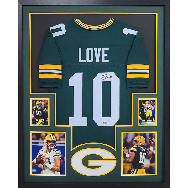 Jordan Love Autographed Signed Framed Green Bay Packers 4P Jersey BECKETT