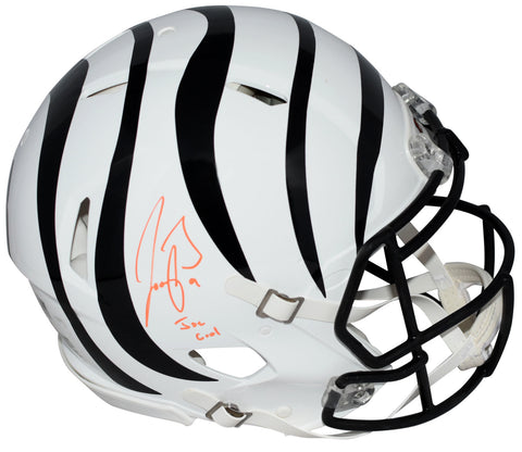 JOE BURROW SIGNED CINCINNATI BENGALS WHITE AUTHENTIC SPEED HELMET W/ JOE COOL