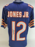 Velus Jones Jr. Signed Chicago Bears Blue Jersey (Beckett) Rookie Wide Receiver