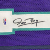 Autographed/Signed MUGGSY BOGUES Charlotte Purple Basketball Jersey PSA/DNA COA