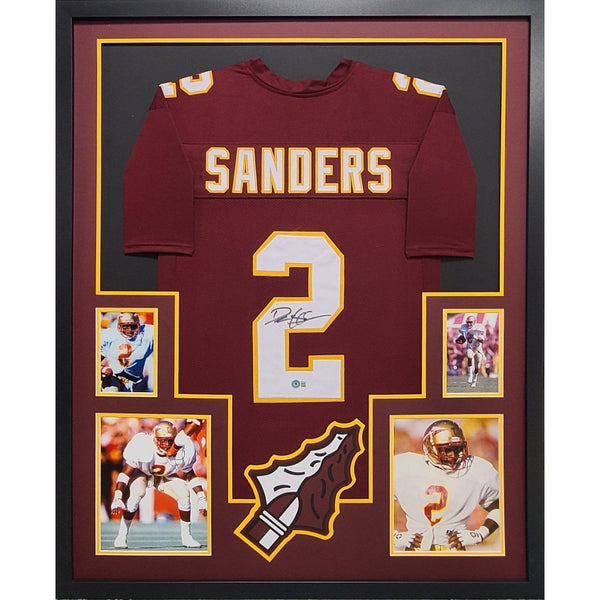 Deion Sanders Autographed Signed Framed FSU Florida State Jersey BECKETT