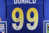 AARON DONALD (Rams blue SKYLINE) Signed Autographed Framed Jersey Beckett