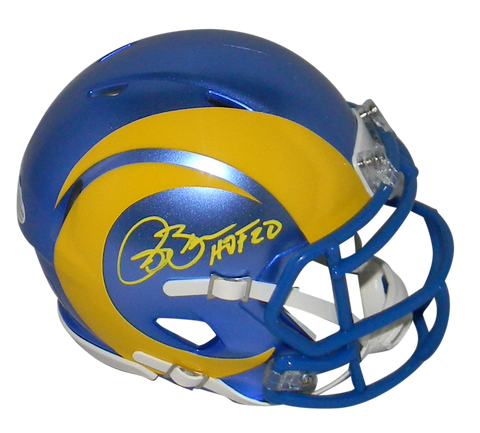 ISAAC BRUCE SIGNED ST LOUIS LOS ANGELES RAMS SPEED MINI HELMET W/ HOF 20