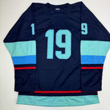 Autographed/Signed Jared McCann Seattle Blue Hockey Jersey JSA COA