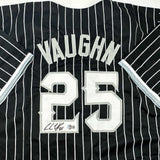 Autographed/Signed Andrew Vaughn Chicago Black Pinstripe Jersey Beckett BAS COA