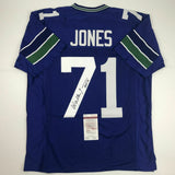 Autographed/Signed WALTER JONES HOF 14 Blue Football Jersey JSA COA Auto