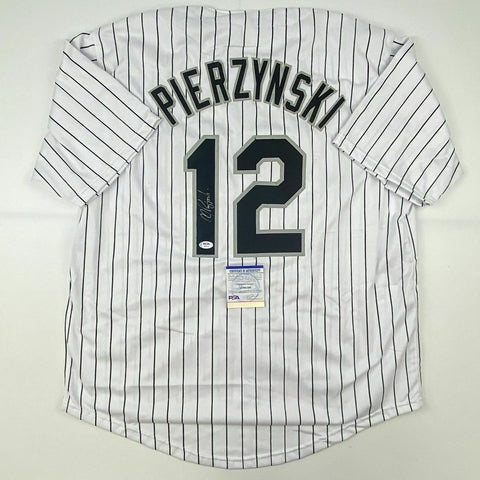 Autographed/Signed AJ A.J. PIERZYNSKI Chicago Pinstripe Baseball Jersey PSA COA