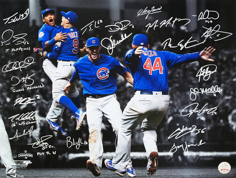 2016 Cubs Team Signed 2016 WS Infielders Spotlight 16x20 Photo (22 Sigs)(SS COA)