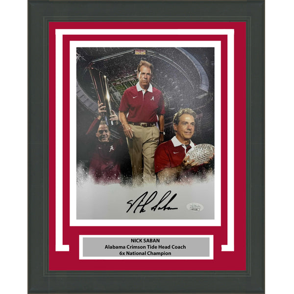 Framed Autographed/Signed Nick Saban Alabama Crimson Tide 8x10 Photo JSA COA #1