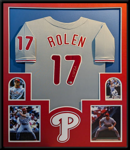 FRAMED PHILADELPHIA PHILLIES SCOTT ROLEN AUTOGRAPHED SIGNED JERSEY BECKETT HOLO