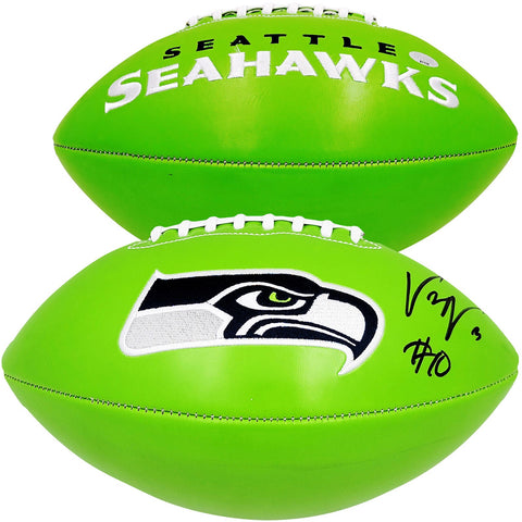 UCHENNA NWOSU AUTOGRAPHED SEATTLE SEAHAWKS GREEN LOGO FOOTBALL MCS HOLO 211035