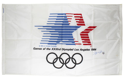 Bulls Michael Jordan Authentic Signed 1984 Olympic Games Flag PSA/DNA #G29209