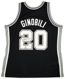 SPURS MANU GINOBILI AUTOGRAPHED BLACK M&N SWINGMAN JERSEY XL BECKETT 211905