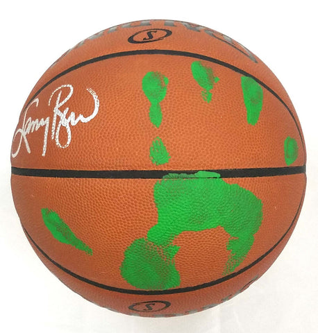 Larry Bird Signed Celtics NBA Game Ball Handprint Beckett Witnessed Green Paint