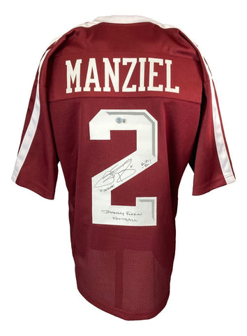 Johnny Manziel Texas A&M Signed College Football Jersey w/ 3 Insc 2 BAS ITP