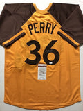 Autographed/Signed GAYLORD PERRY San Diego Yellow Baseball Jersey JSA COA Auto