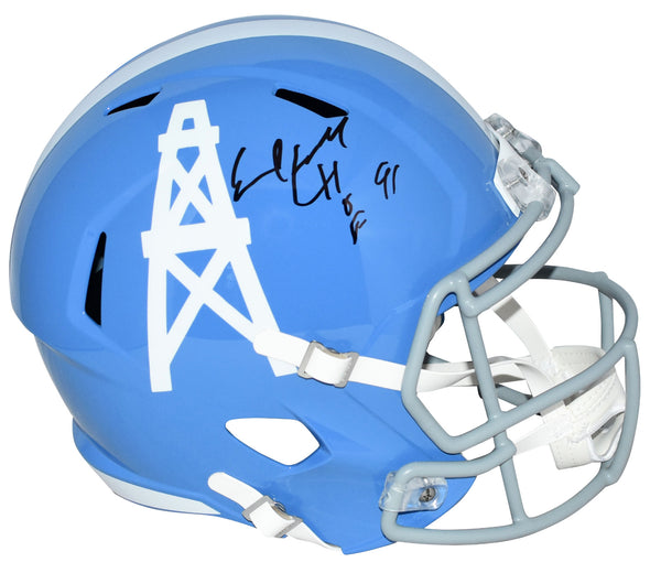 EARL CAMPBELL AUTOGRAPHED HOUSTON OILERS BLUE FULL SIZE SPEED HELMET BECKETT