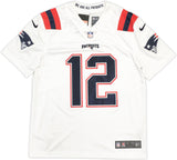 PATRIOTS TOM BRADY AUTOGRAPHED WHITE NIKE ON FIELD JERSEY L FANATICS HOLO 229517