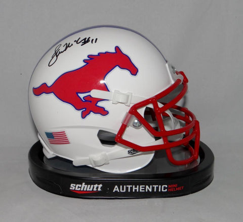 Lance McIlhenny Autographed SMU Mustangs Schutt Mini Helmet- JSA Witnessed Auth