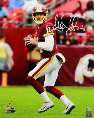 Alex Smith Autographed Redskins 16x20 Drop Back PF Photo- Beckett W Auth *White