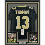 FRAMED Autographed/Signed MICHAEL THOMAS 33x42 New Orleans Black Jersey JSA COA