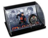 Connor McDavid Autographed Oilers Puck with "Top Tier" Curve Display UDA LE 50