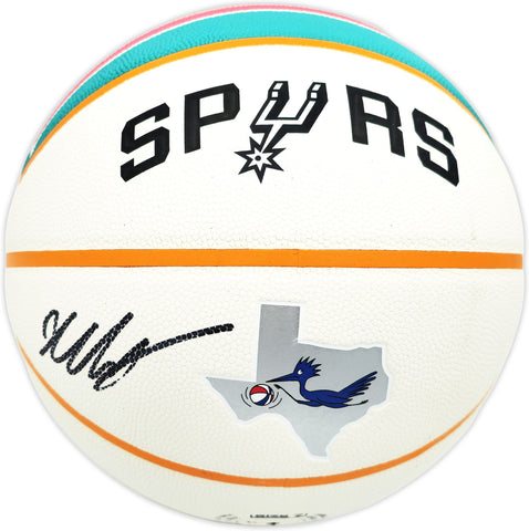 VICTOR WEMBANYAMA AUTOGRAPHED CITY EDITION BASKETBALL SPURS FANATICS HOLO 229512