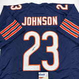 Autographed/Signed Roschon Johnson Chicago Blue Football Jersey JSA COA