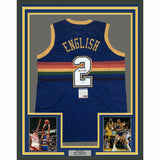 FRAMED Autographed/Signed ALEX ENGLISH 33x42 Denver Blue Jersey PSA/DNA COA Auto