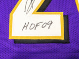 RAVENS ROD WOODSON AUTOGRAPHED PURPLE JERSEY "HOF 09" BECKETT WITNESS 230053