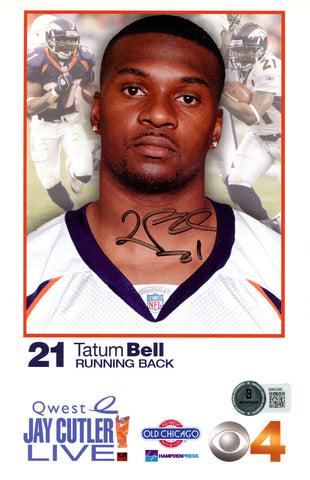 Tatum Bell Signed Denver Broncos 8.5x6.5 Quest Ad Card Beckett 45089