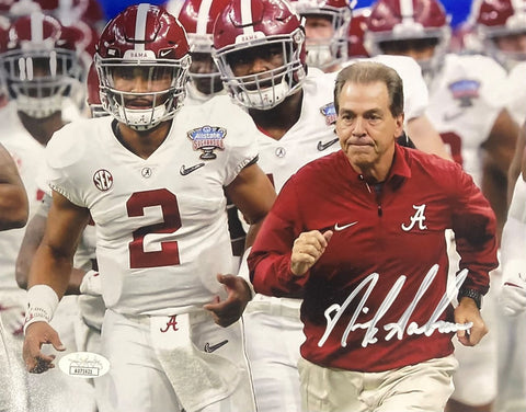 Nick Saban Signed 8x10 Alabama Crimson Tide Run Photo JSA